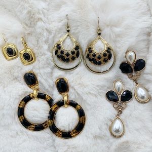 Great gift set 4 pairs for $15.00 gold tone earrings with black accents